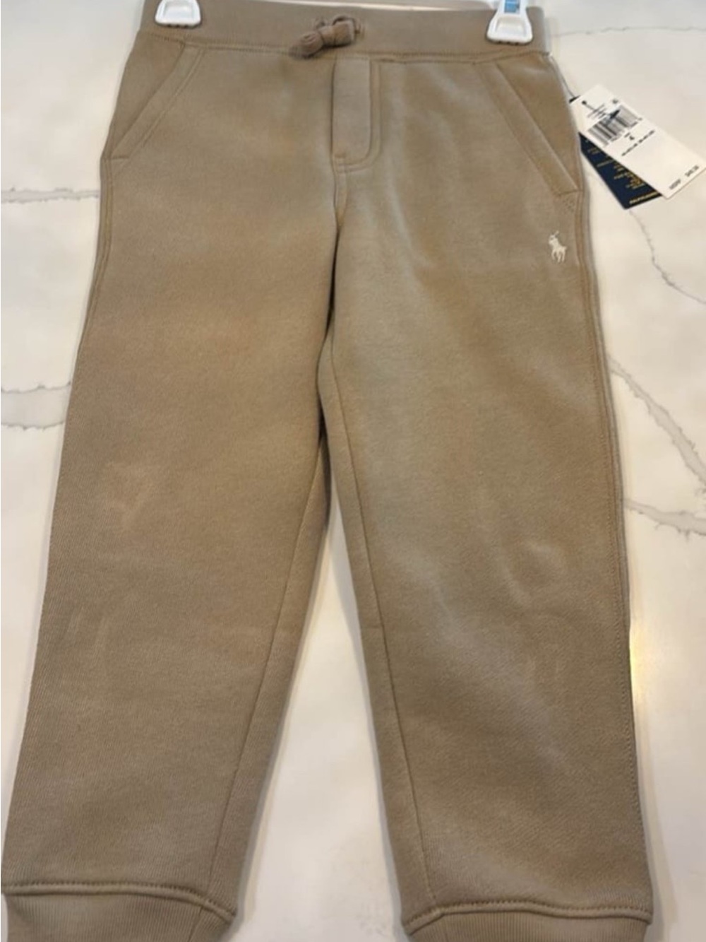 Polo by Ralph Lauren Kids Khaki Sweat Joggers with Embroidered Pony
